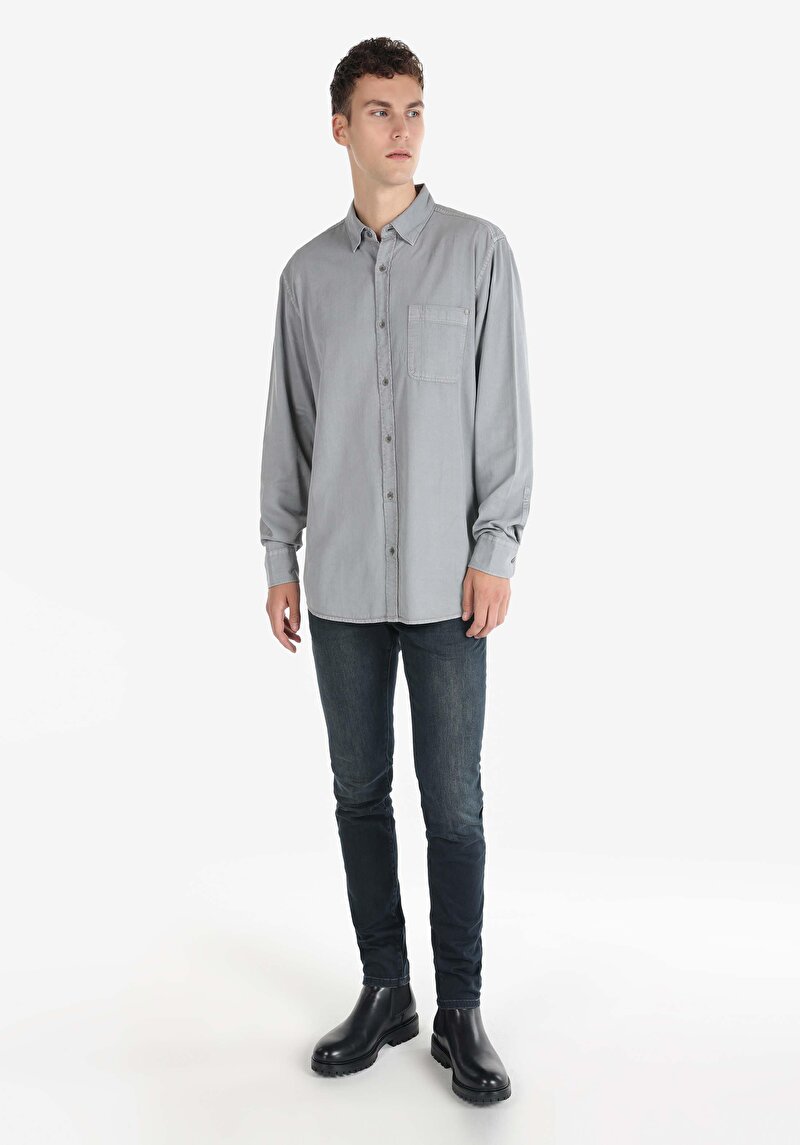 Показати інформацію про Сорочка З Довгим Рукавом Чоловіча Сіра  Cl1064676