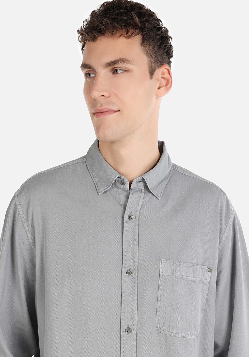 Показати інформацію про Сорочка З Довгим Рукавом Чоловіча Сіра  Cl1064676