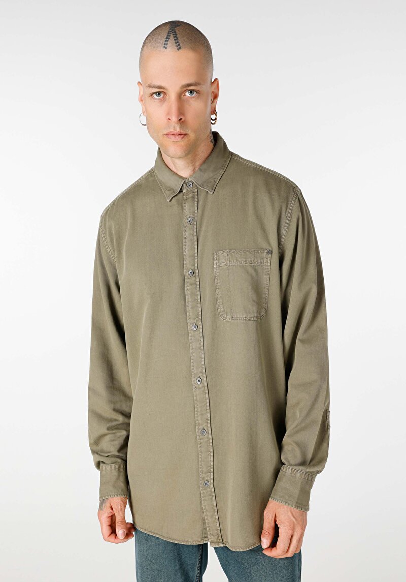 Зображення Сорочка З Довгим Рукавом Чоловіча Зелена  Cl1064676