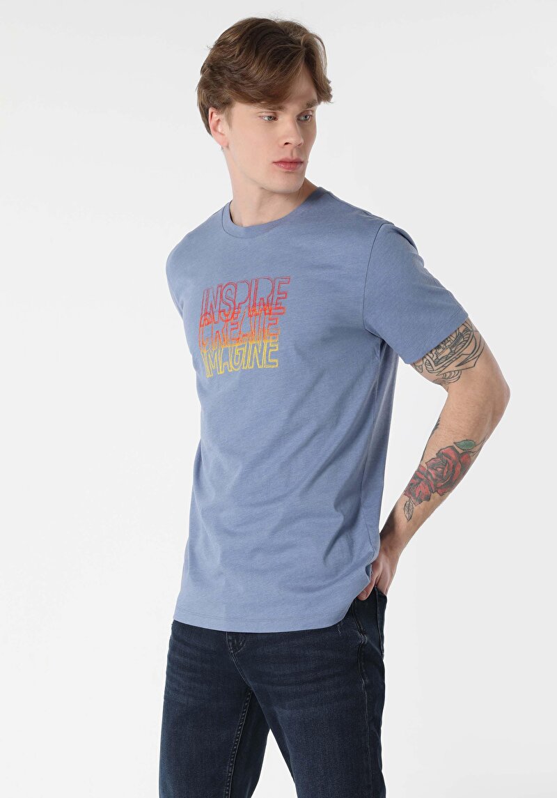 Зображення Футболка З Коротким Рукавом Чоловіча Блакитна  Cl1062502