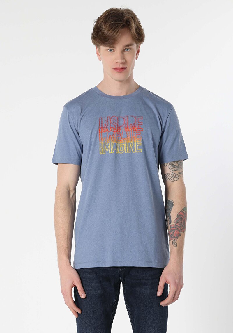 Показати інформацію про Футболка З Коротким Рукавом Чоловіча Блакитна  Cl1062502