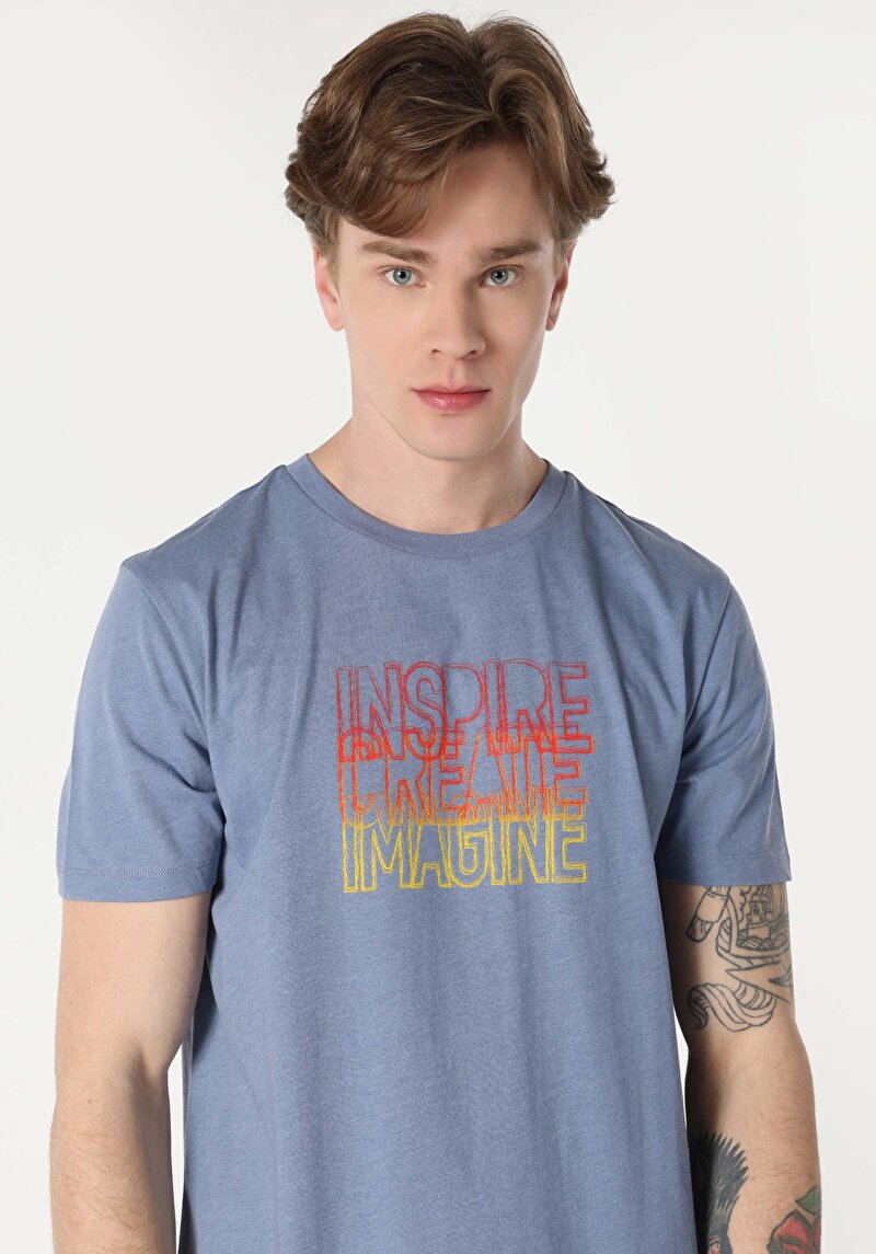 Показати інформацію про Футболка З Коротким Рукавом Чоловіча Блакитна  Cl1062502