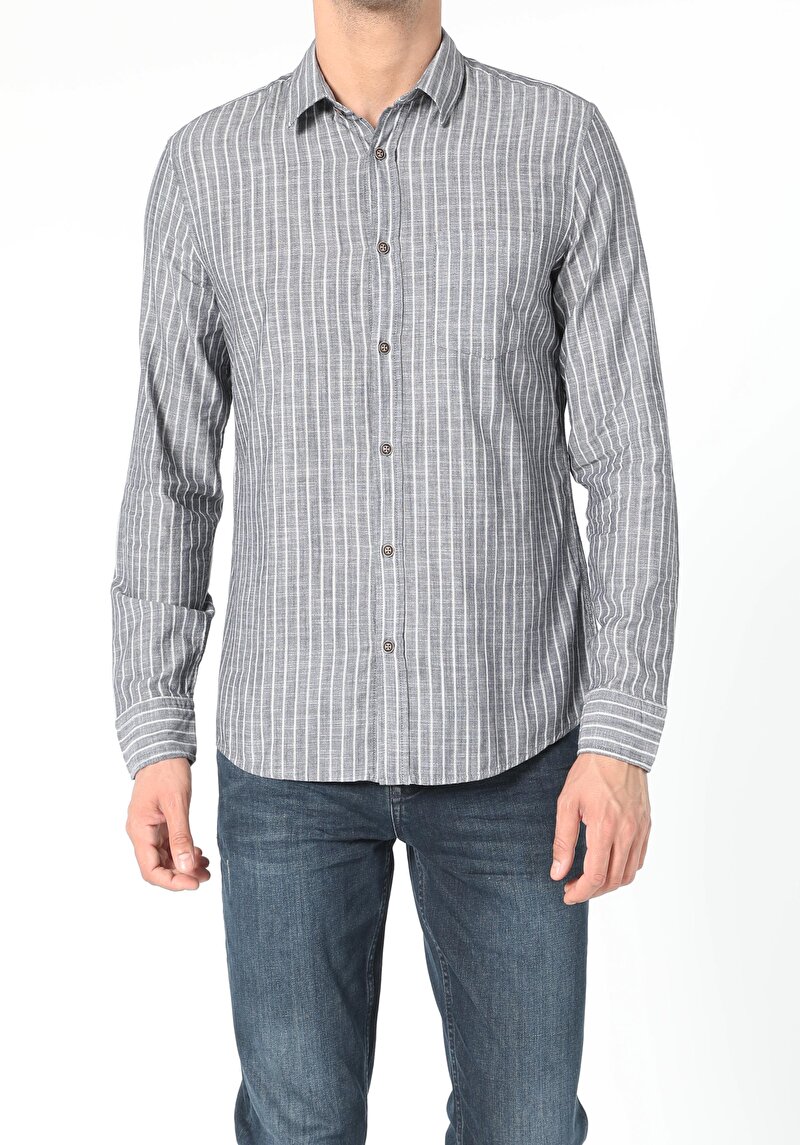 Показати інформацію про Сорочка З Довгим Рукавом Чоловіча Синя  Cl1055804