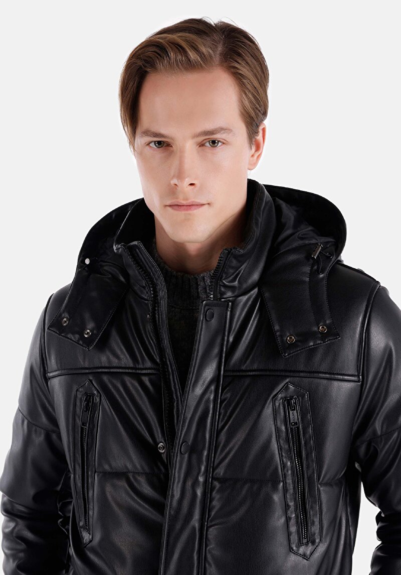 Показати інформацію про Куртка З Еко-шкіри Чоловіча Чорна  Cl1064989