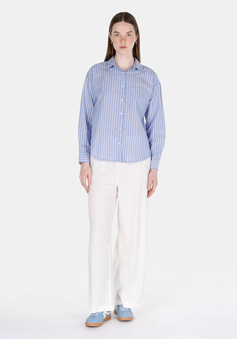 Показати інформацію про Сорочка З Довгим Рукавом Жіноча Блакитна  Cl1073299