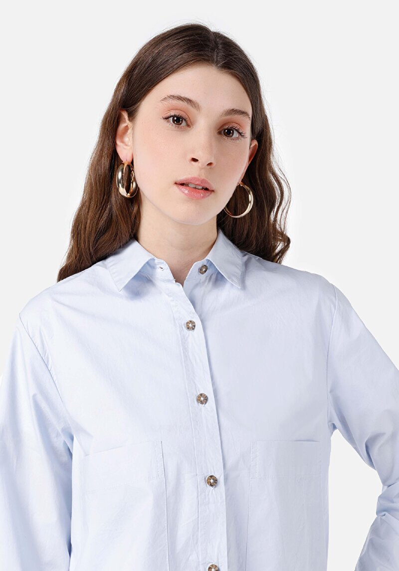 Показати інформацію про Сорочка З Довгим Рукавом Жіноча Блакитна  Cl1068072