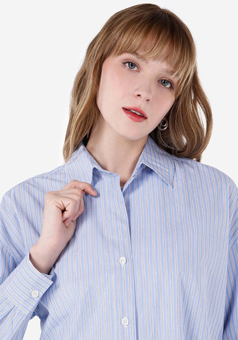 Зображення Сорочка З Довгим Рукавом Жіноча Блакитна Cl1068076