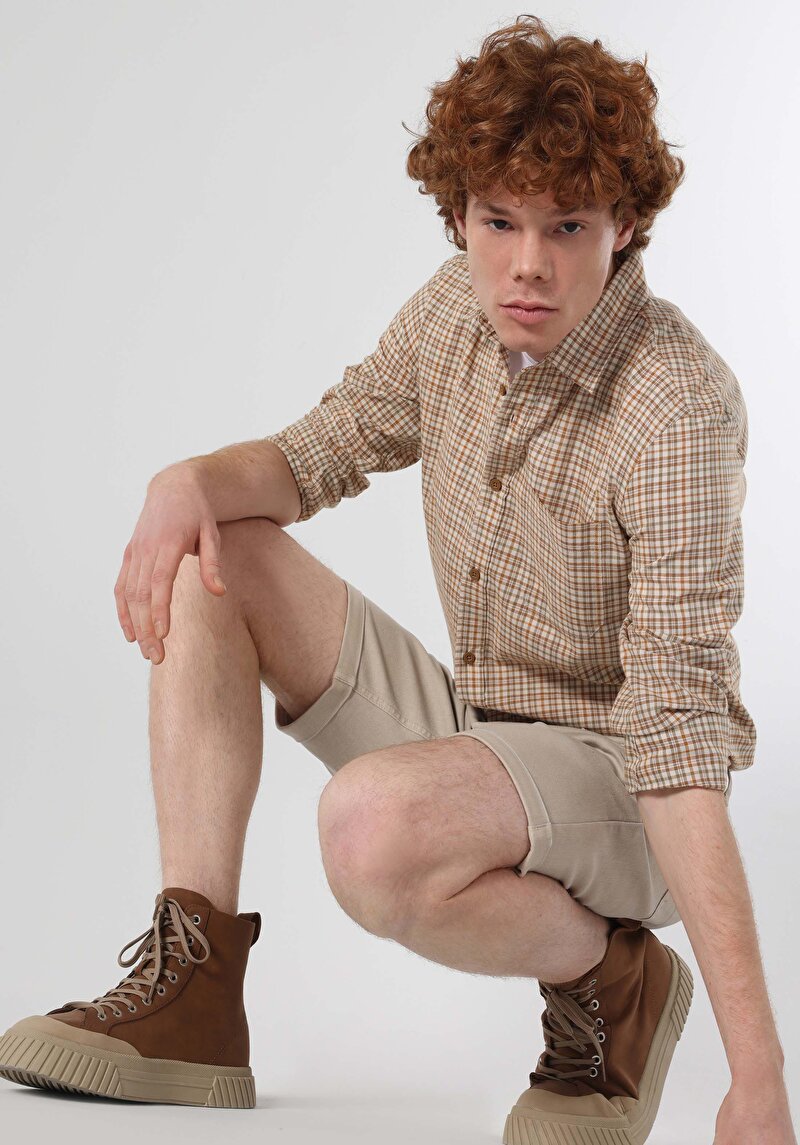 Зображення Сорочка З Довгим Рукавом Чоловіча Коричнева  Cl1062620