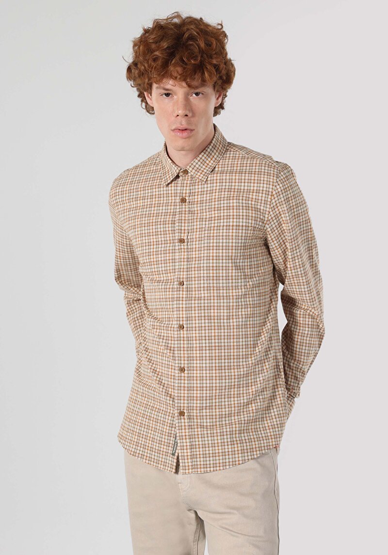 Показати інформацію про Сорочка З Довгим Рукавом Чоловіча Коричнева  Cl1062620