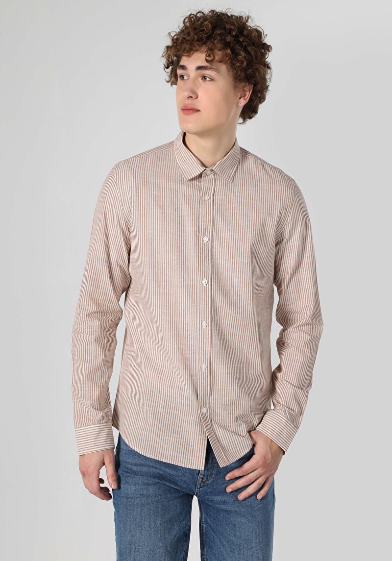 Показати інформацію про Сорочка З Довгим Рукавом Чоловіча Бежева  Cl1062629