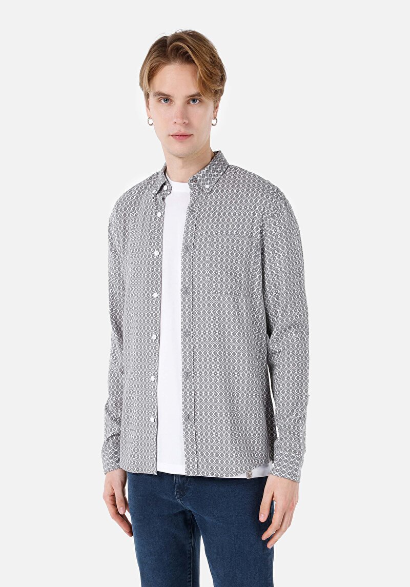 Зображення Сорочка З Довгим Рукавом Чоловіча Сіра  Cl1068168