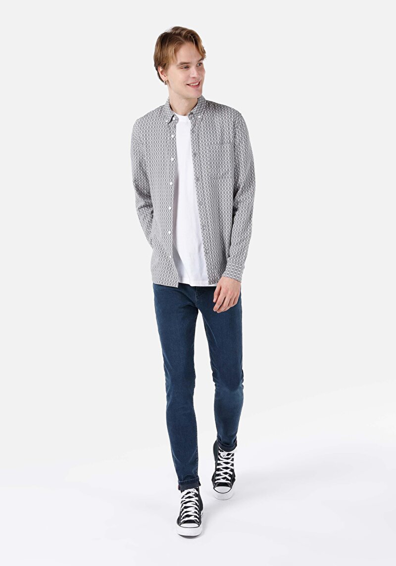 Показати інформацію про Сорочка З Довгим Рукавом Чоловіча Сіра  Cl1068168