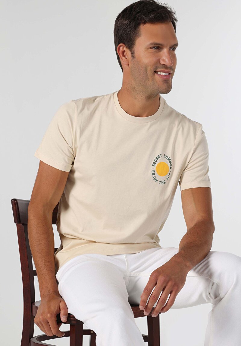 Зображення Футболка З Коротким Рукавом Чоловіча Бежева  Cl1062735