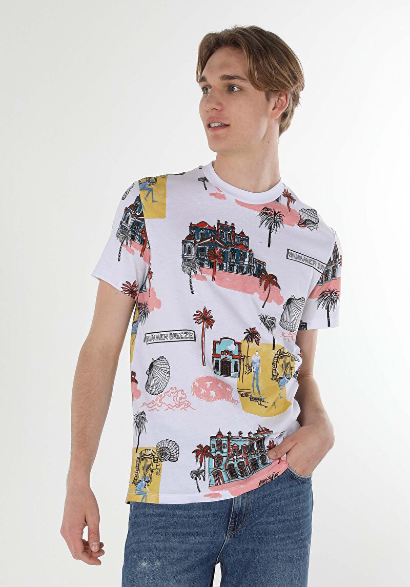 Показати інформацію про Футболка З Коротким Рукавом Чоловіча Біла  Cl1057827