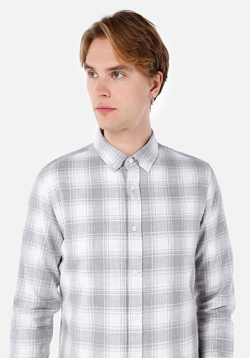 Показати інформацію про Сорочка З Довгим Рукавом Чоловіча Сіра  Cl1068259