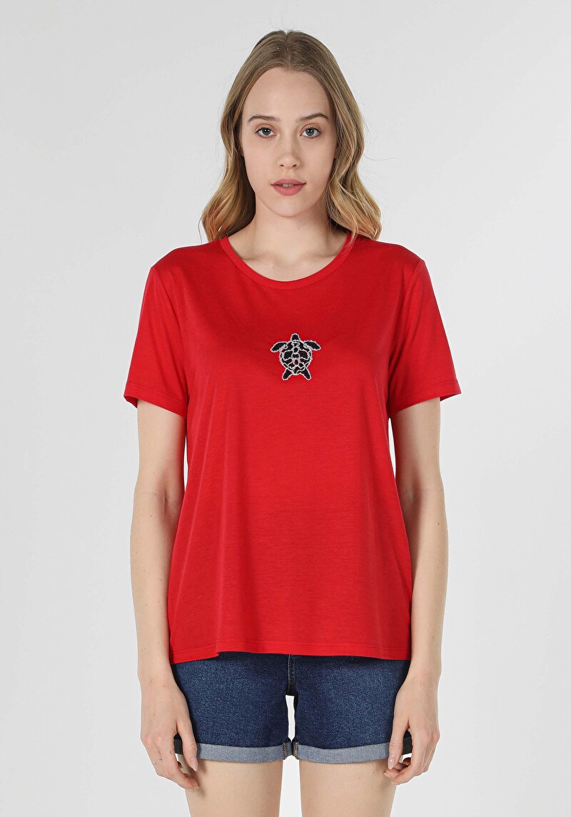 Показати інформацію про Футболка З Коротким Рукавом Жіноча Червона  Cl1058150