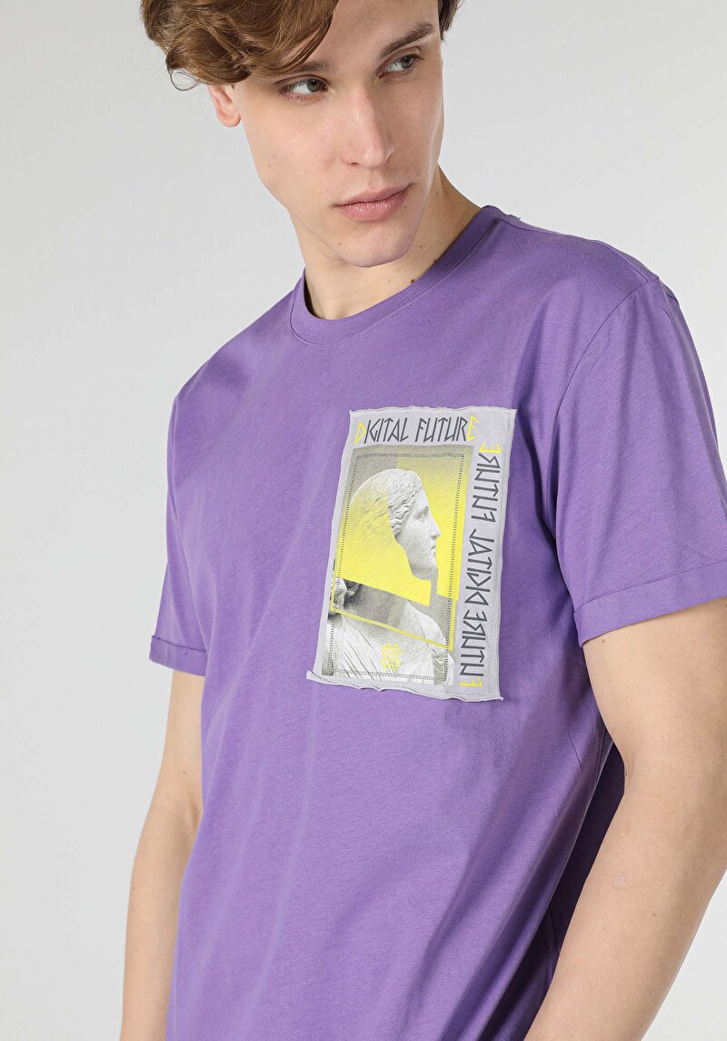 Зображення Футболка З Коротким Рукавом Чоловіча Фіолетова  Cl1058193