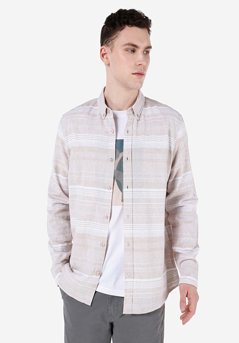 Зображення Сорочка З Довгим Рукавом Чоловіча Бежева Cl1068402