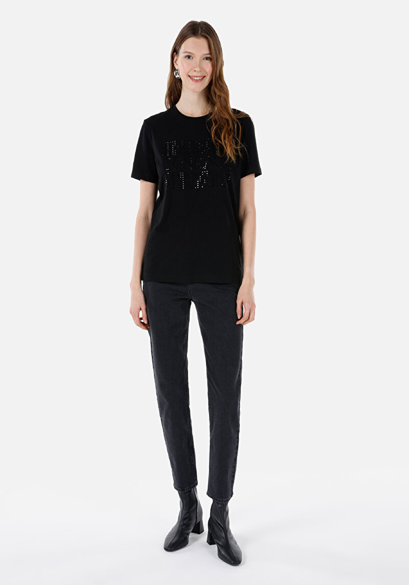 Показати інформацію про Футболка З Коротким Рукавом Жіноча Чорна  Cl1068433