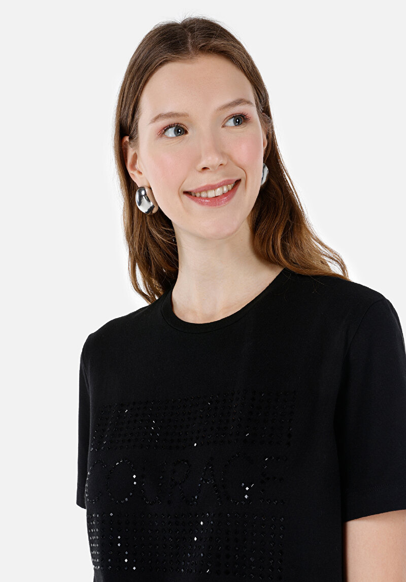 Показати інформацію про Футболка З Коротким Рукавом Жіноча Чорна  Cl1068433