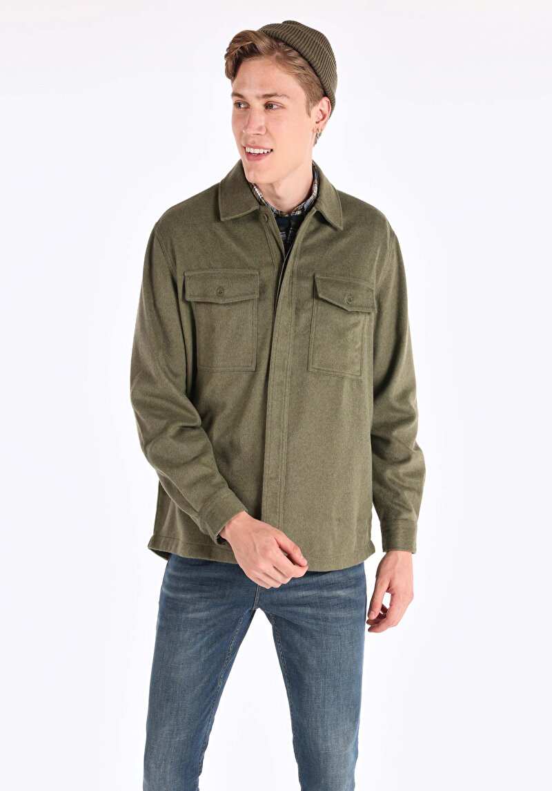 Зображення Сорочка З Довгим Рукавом Чоловіча Зелена  Cl1065568