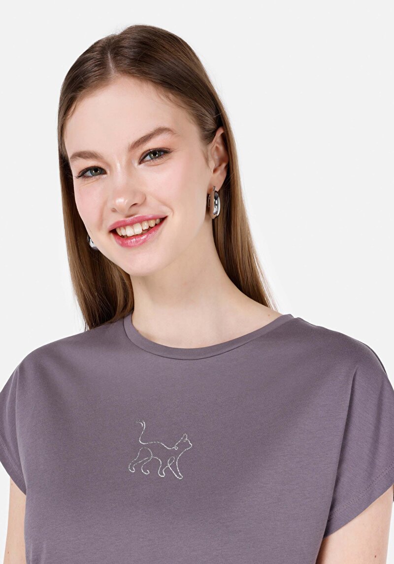 Показати інформацію про Футболка З Коротким Рукавом Жіноча Сіра  Cl1068578