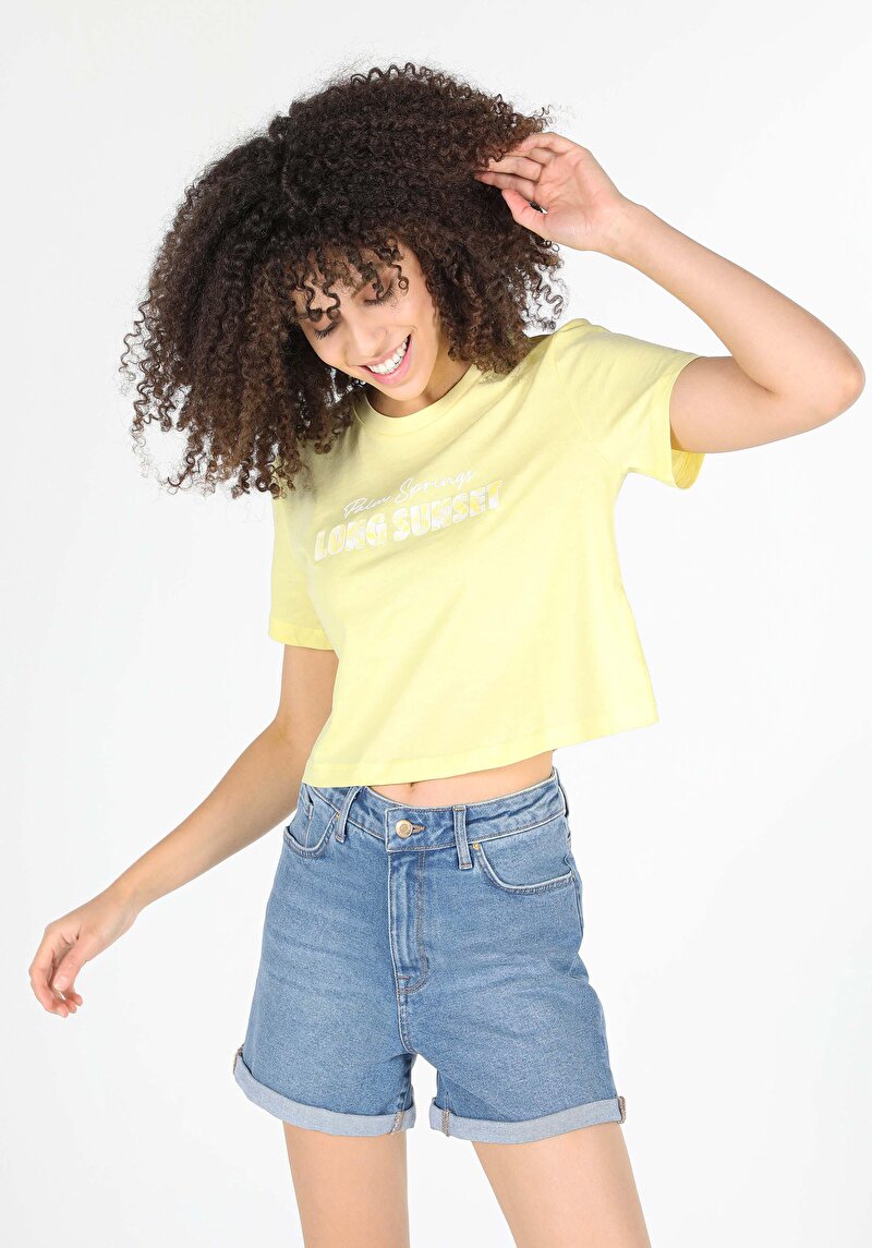 Показати інформацію про Футболка З Коротким Рукавом Жіноча Жовта  Cl1058940