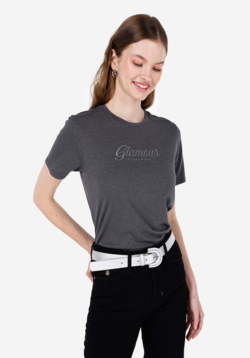 Зображення Футболка З Коротким Рукавом Жіноча Сіра  Cl1068588