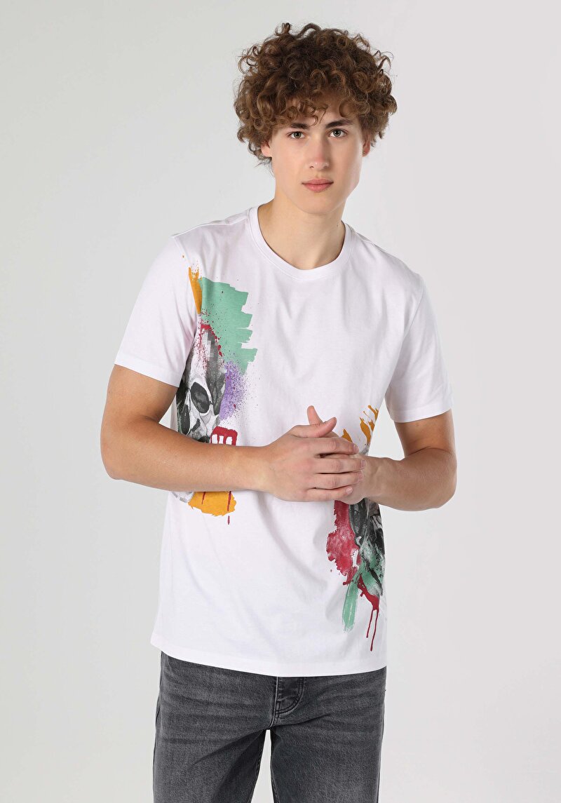 Показати інформацію про Футболка З Коротким Рукавом Чоловіча Біла  Cl1063160