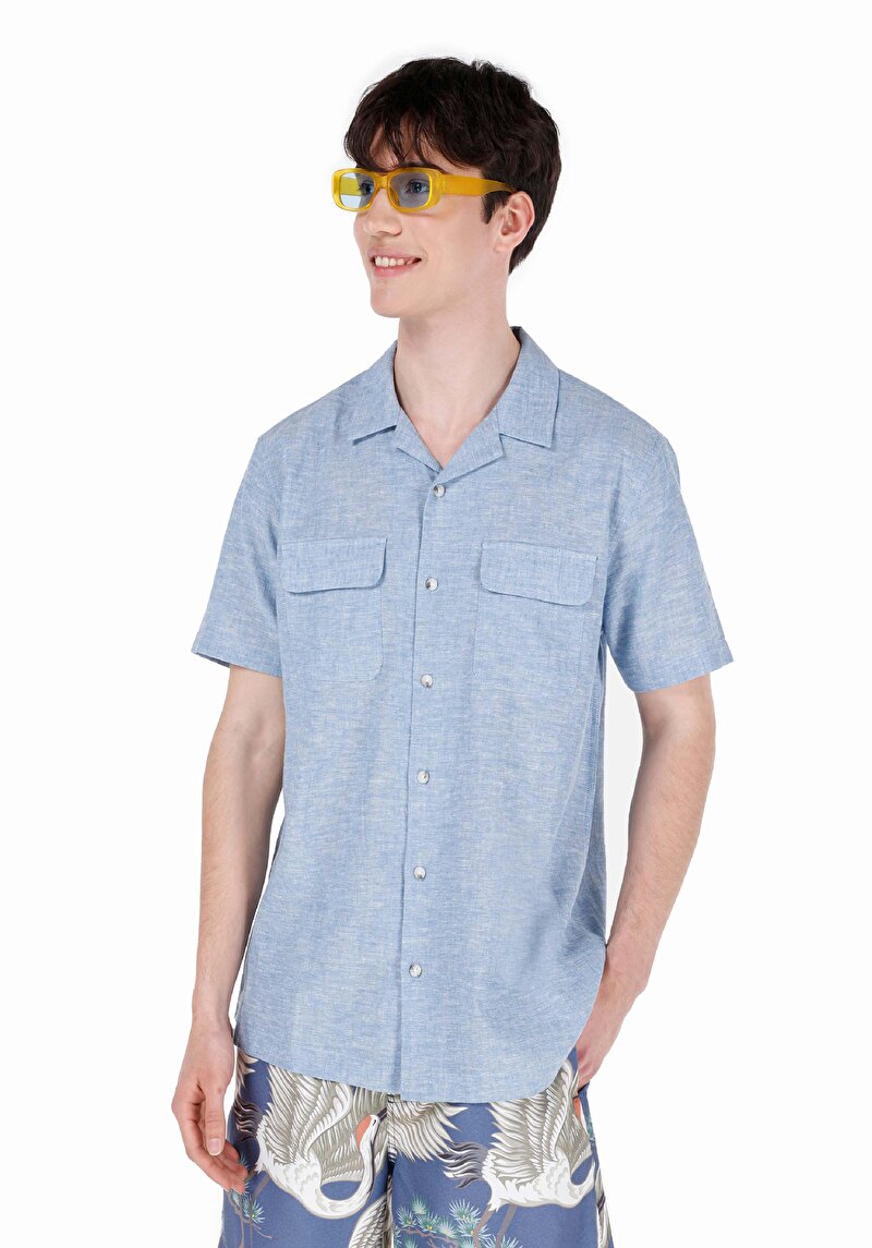 Зображення Сорочка З Коротким Рукавом Чоловіча Блакитна  Cl1068758