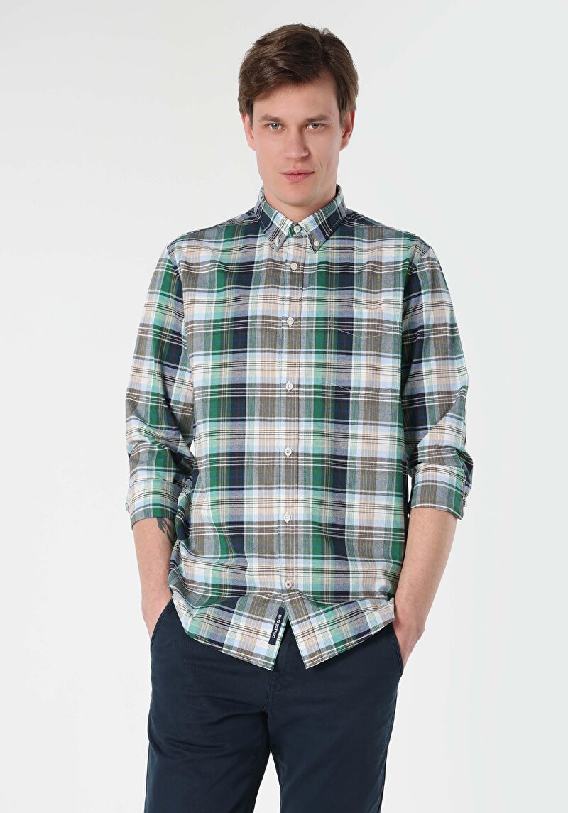 Зображення Сорочка З Довгим Рукавом Чоловіча Зелена  Cl1063200