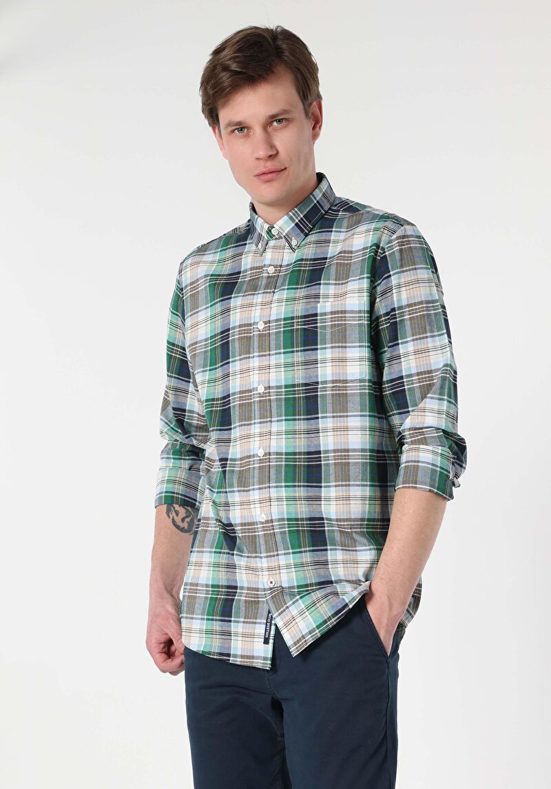 Показати інформацію про Сорочка З Довгим Рукавом Чоловіча Зелена  Cl1063200