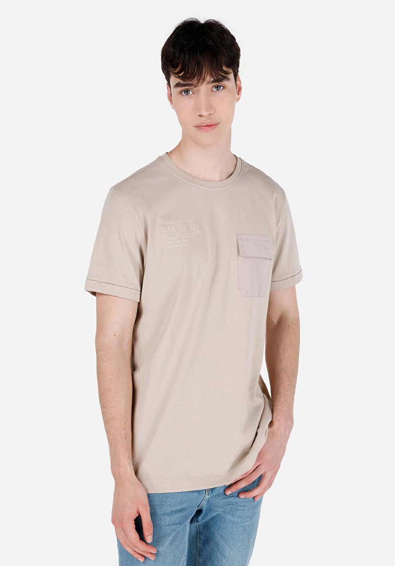 Зображення Футболка З Коротким Рукавом Чоловіча Бежева  Cl1068837