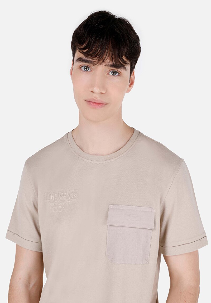 Показати інформацію про Футболка З Коротким Рукавом Чоловіча Бежева  Cl1068837