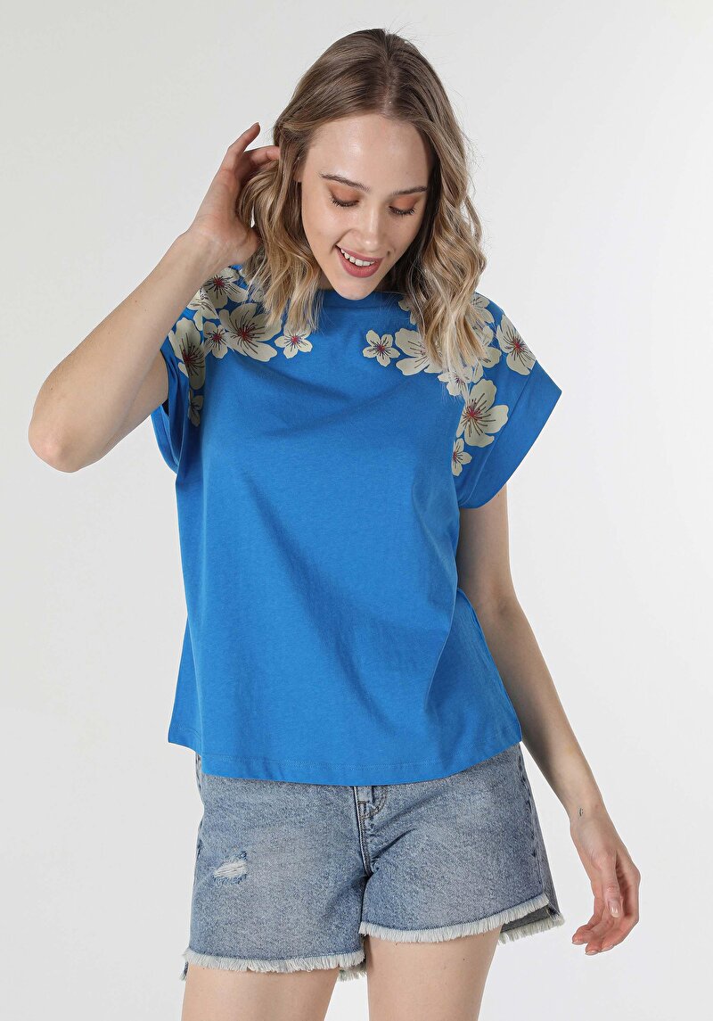 Зображення Футболка З Коротким Рукавом Жіноча Блакитна  Cl1059124