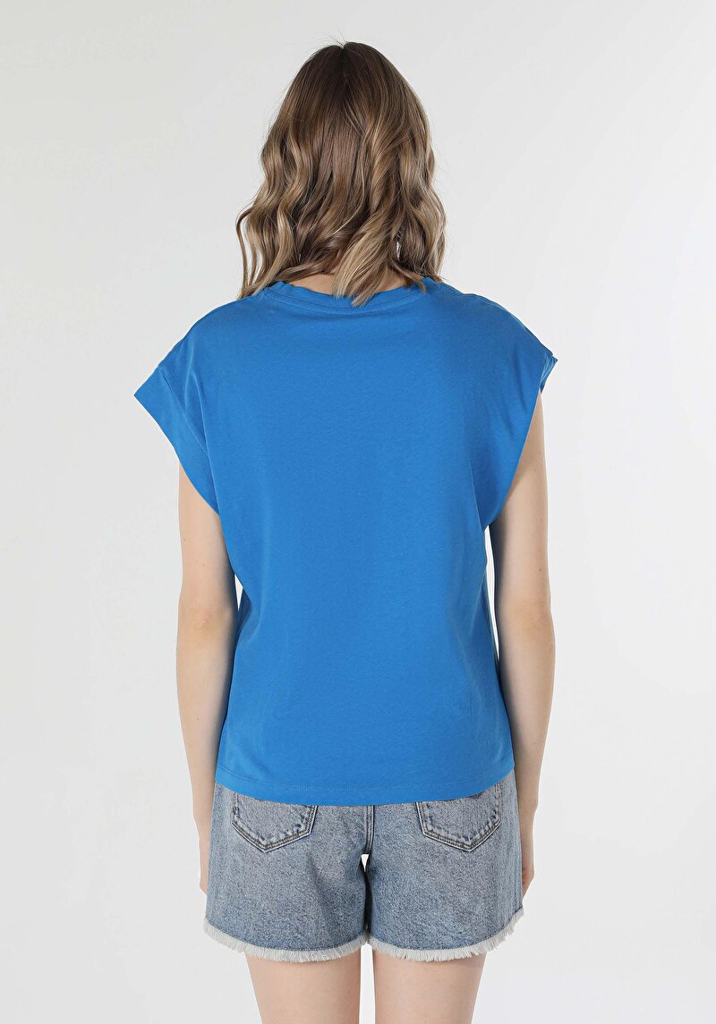 Показати інформацію про Футболка З Коротким Рукавом Жіноча Блакитна  Cl1059124