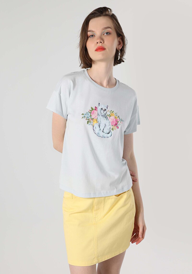 Показати інформацію про Футболка З Коротким Рукавом Жіноча Блакитна  Cl1063251