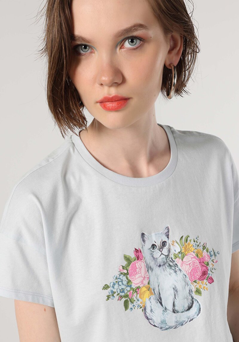 Показати інформацію про Футболка З Коротким Рукавом Жіноча Блакитна  Cl1063251