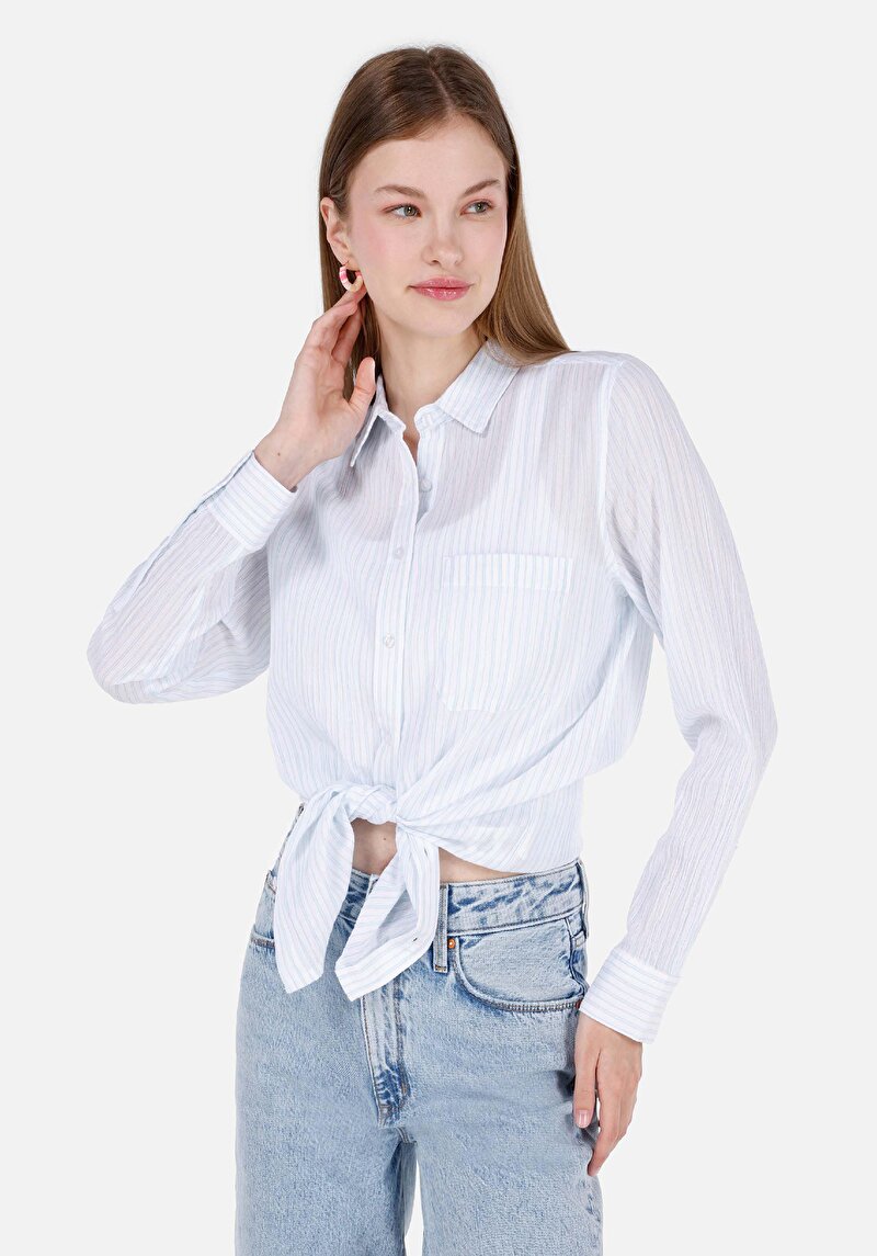 Зображення Сорочка З Довгим Рукавом Жіноча Блакитна Cl1068907