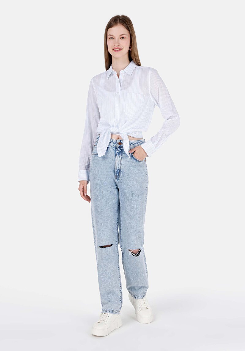 Показати інформацію про Сорочка З Довгим Рукавом Жіноча Блакитна  Cl1068907