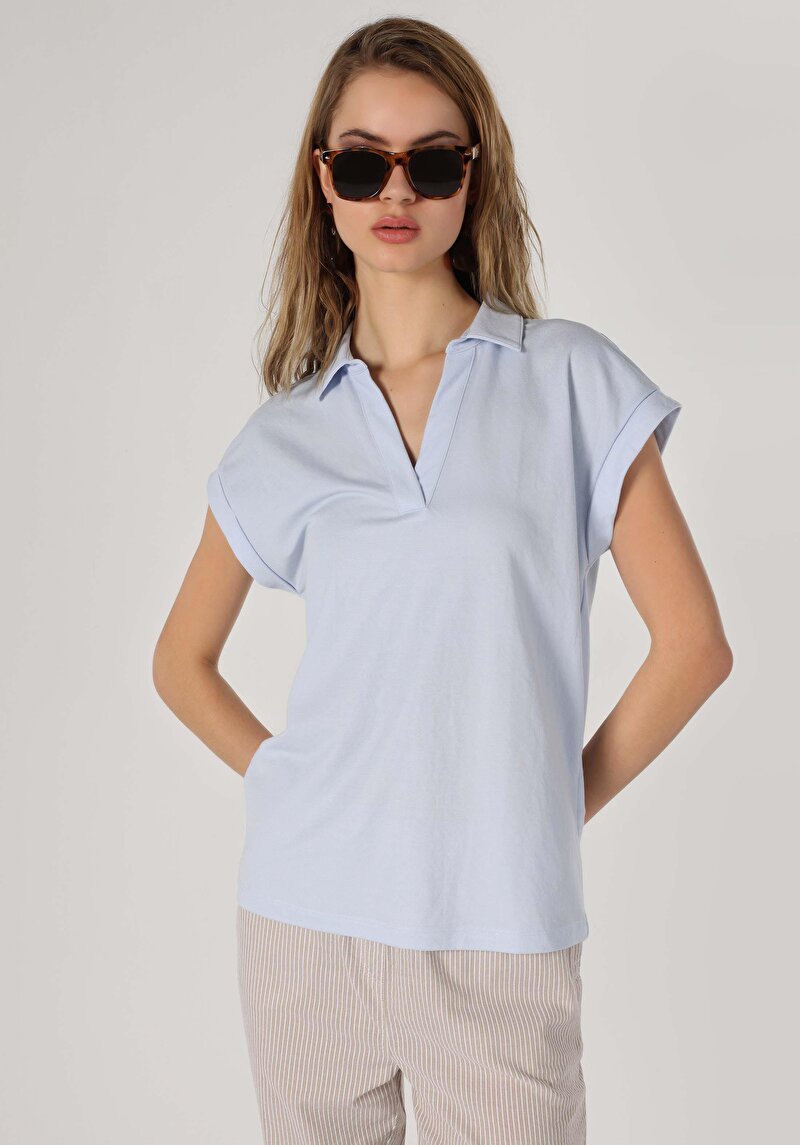 Зображення Футболка З Коротким Рукавом Жіноча Блакитна  Cl1063324