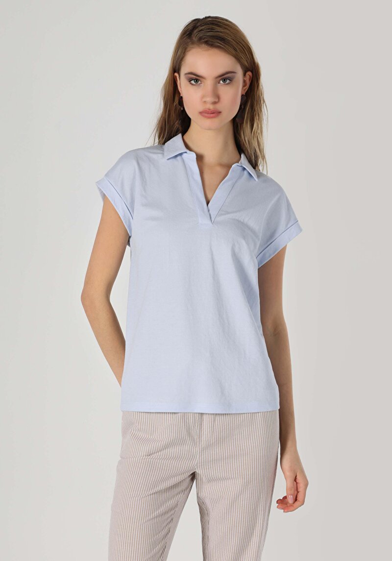 Показати інформацію про Футболка З Коротким Рукавом Жіноча Блакитна  Cl1063324