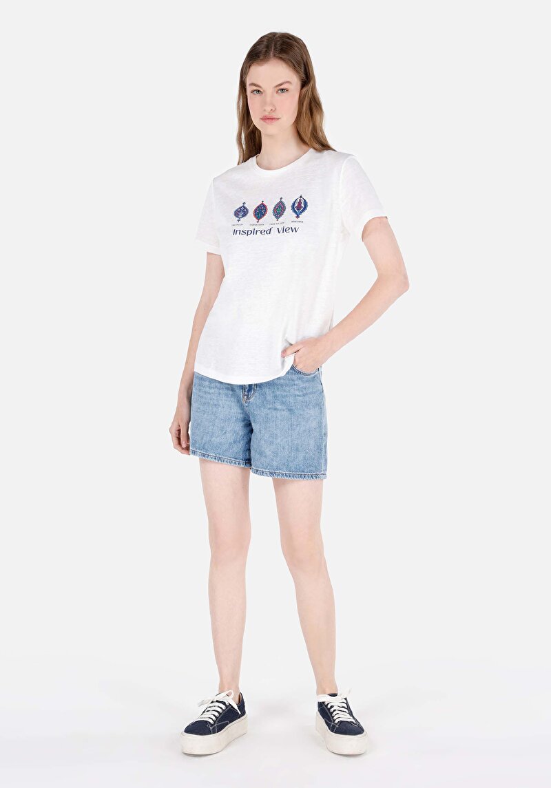 Показати інформацію про Футболка З Коротким Рукавом Жіноча Біла  Cl1066579