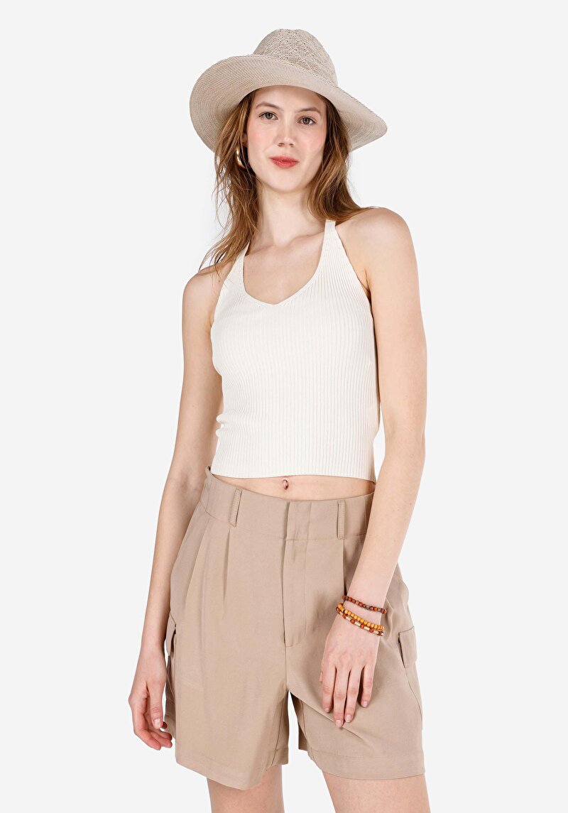 Зображення Светр Із Коротким Рукавом Жіночий Бежевий  Cl1069095