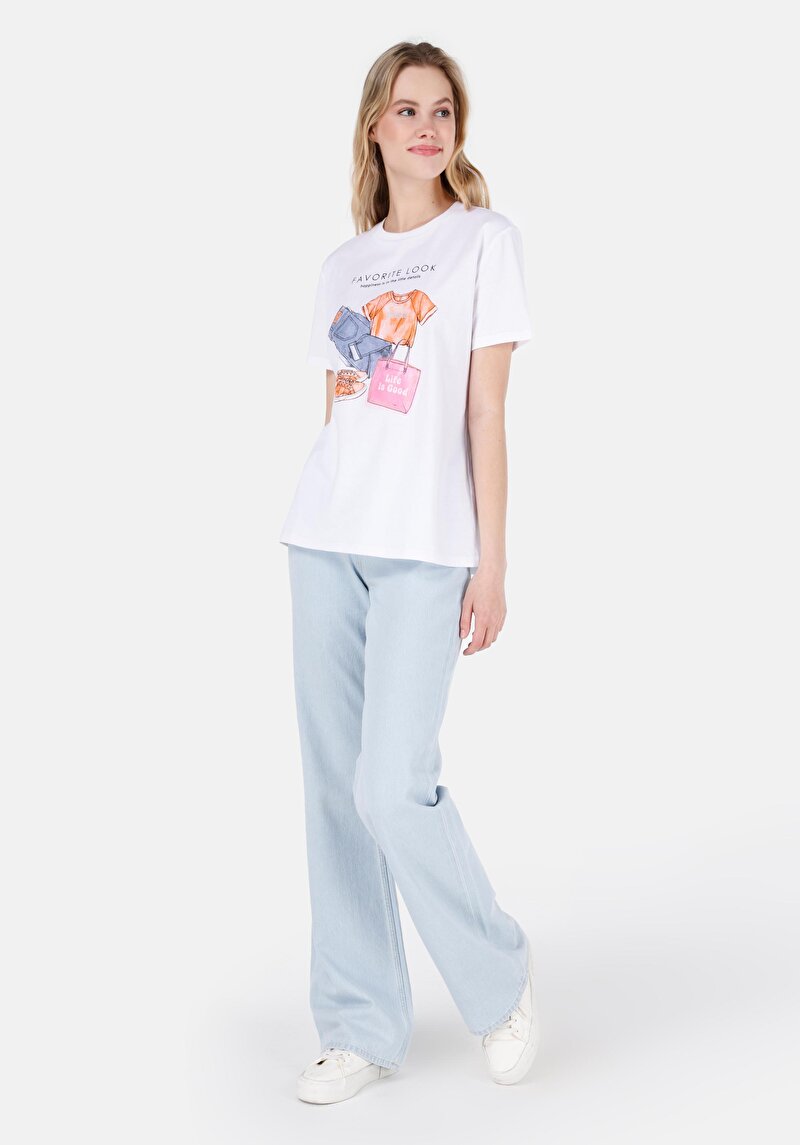 Показати інформацію про Футболка З Коротким Рукавом Жіноча Біла  Cl1069108