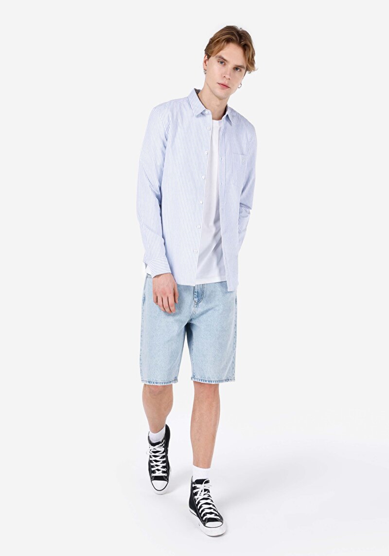 Показати інформацію про Сорочка З Довгим Рукавом Чоловіча Блакитна  Cl1066850