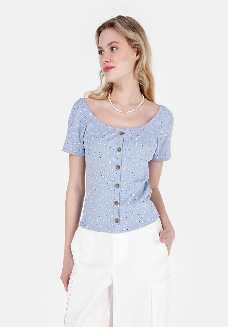 Зображення Футболка З Коротким Рукавом Жіноча Блакитна  Cl1069117