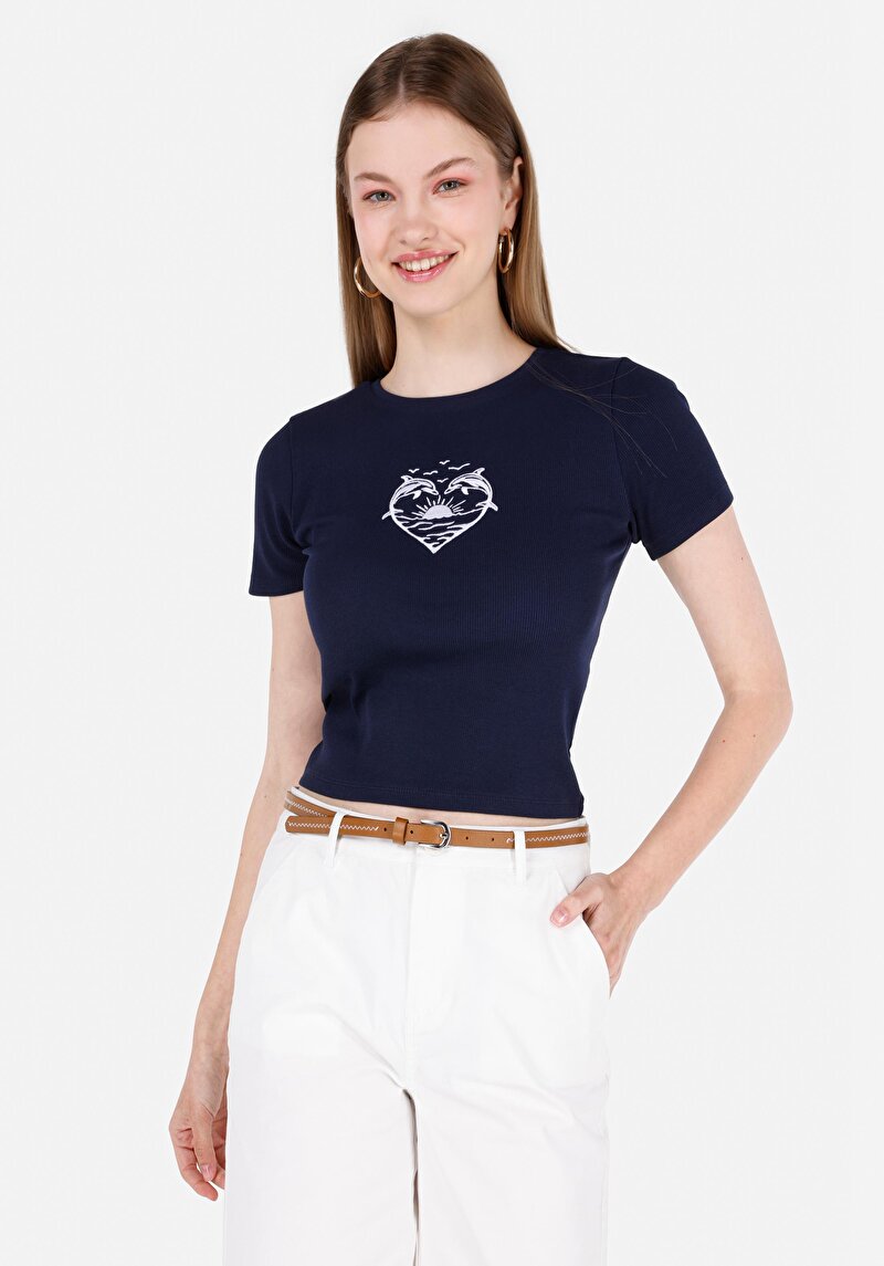 Зображення Футболка З Коротким Рукавом Жіноча Синя  Cl1069121