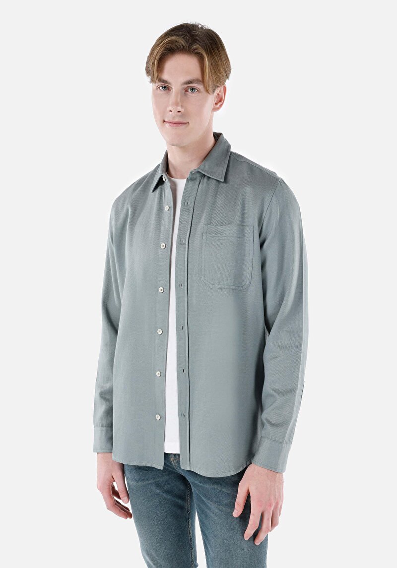 Зображення Сорочка З Довгим Рукавом Чоловіча Зелена  Cl1066931