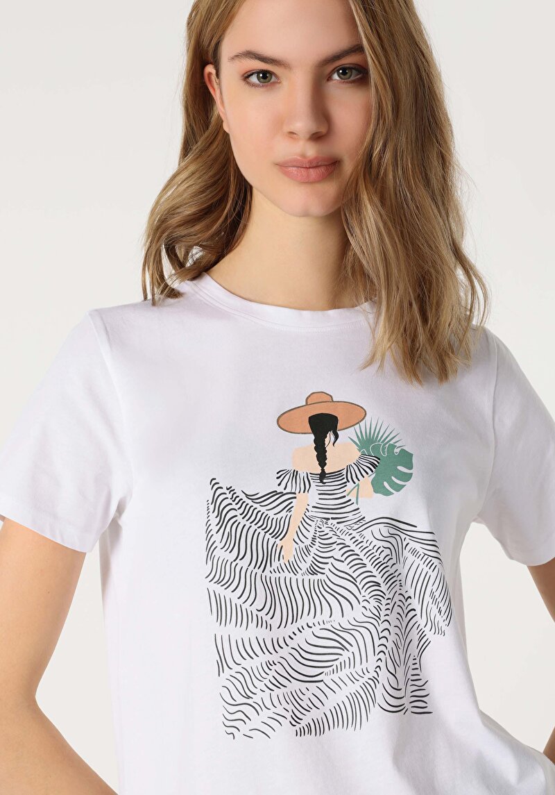 Показати інформацію про Футболка З Коротким Рукавом Жіноча Біла  Cl1063380